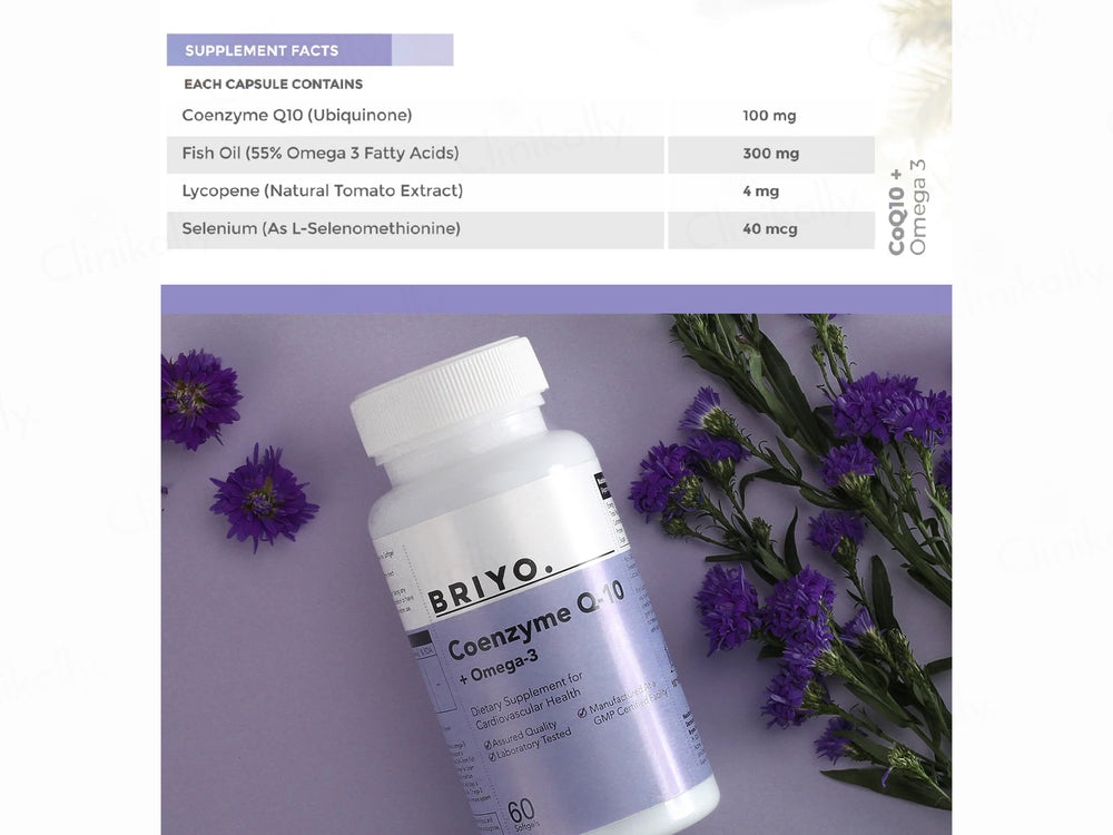Briyo Coenzyme Q-10 + Omega-3 Dietary Supplement Softgel Capsule