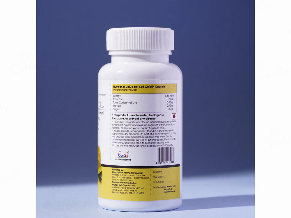 Briyo Evening Primrose Oil 1000 mg Dietary Supplement Capsule
