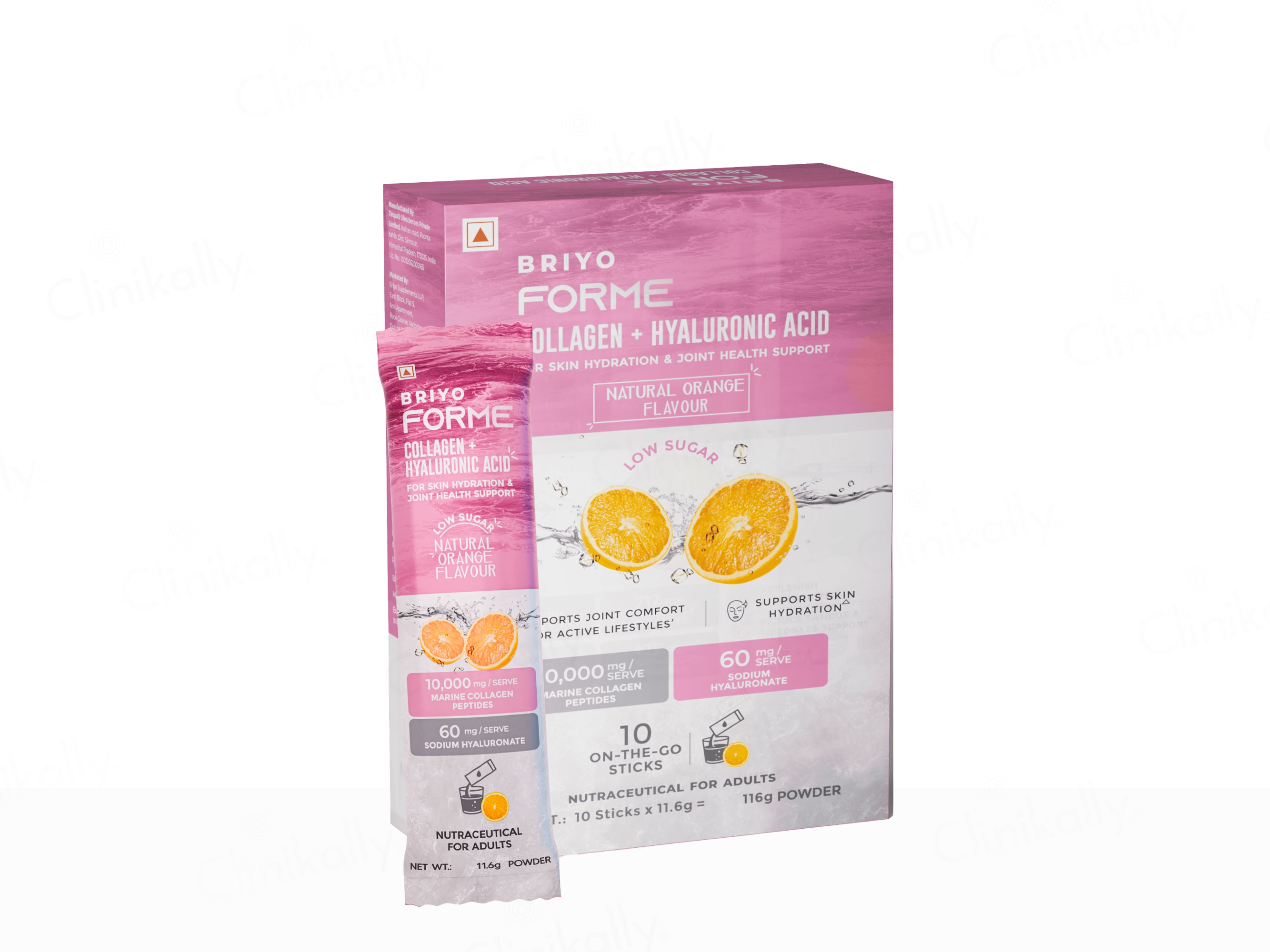 Briyo Forme Collagen + Hyaluronic Acid Skin Hydration Nutraceutical Powder - Natural Orange Flavour