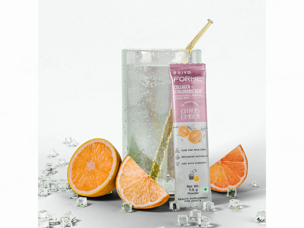 Briyo Forme Collagen + Hyaluronic Acid Skin Hydration Nutraceutical Powder - Natural Orange Flavour