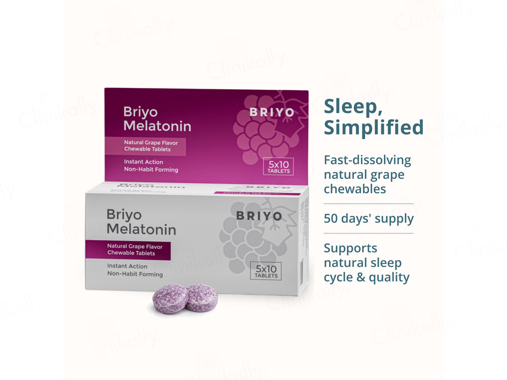 Briyo Melatonin 3 mg Chewable Tablet - Natural Grape Flavour