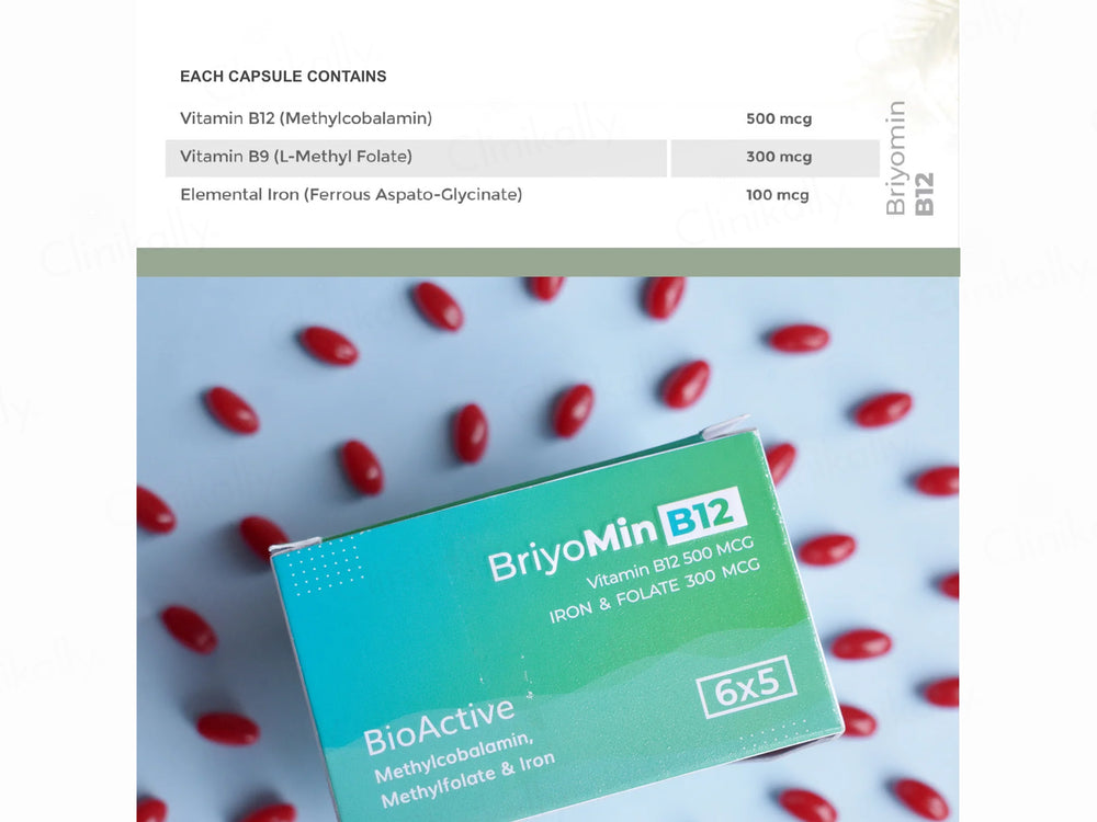 Briyo Min B12 Bio Active Vitamin B12 500 mcg Capsule