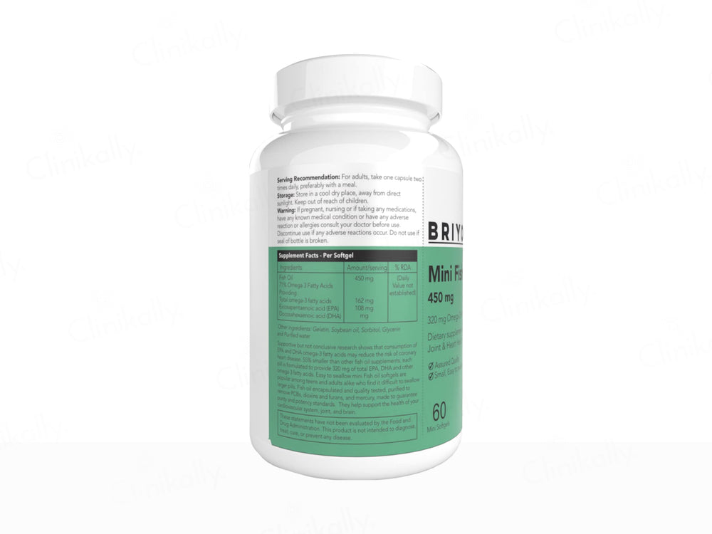 Briyo Mini Fish Oil 450 mg Dietary Supplement Softgel Capsule
