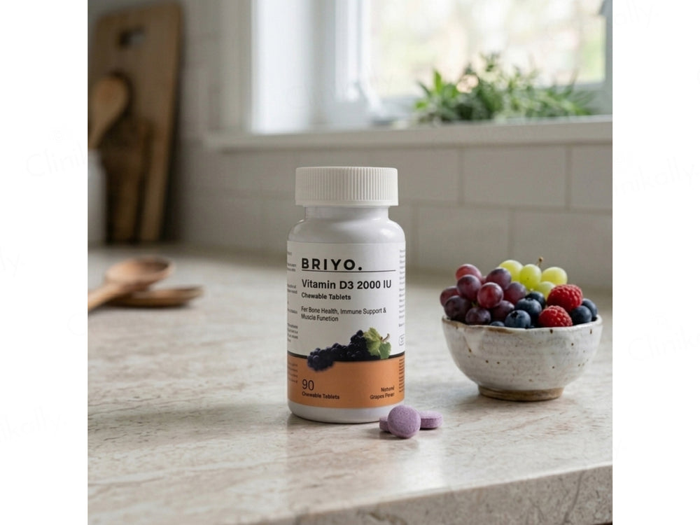 Briyo Vitamin D3 2000 IU Chewable Tablet - Natural Grape Flavour