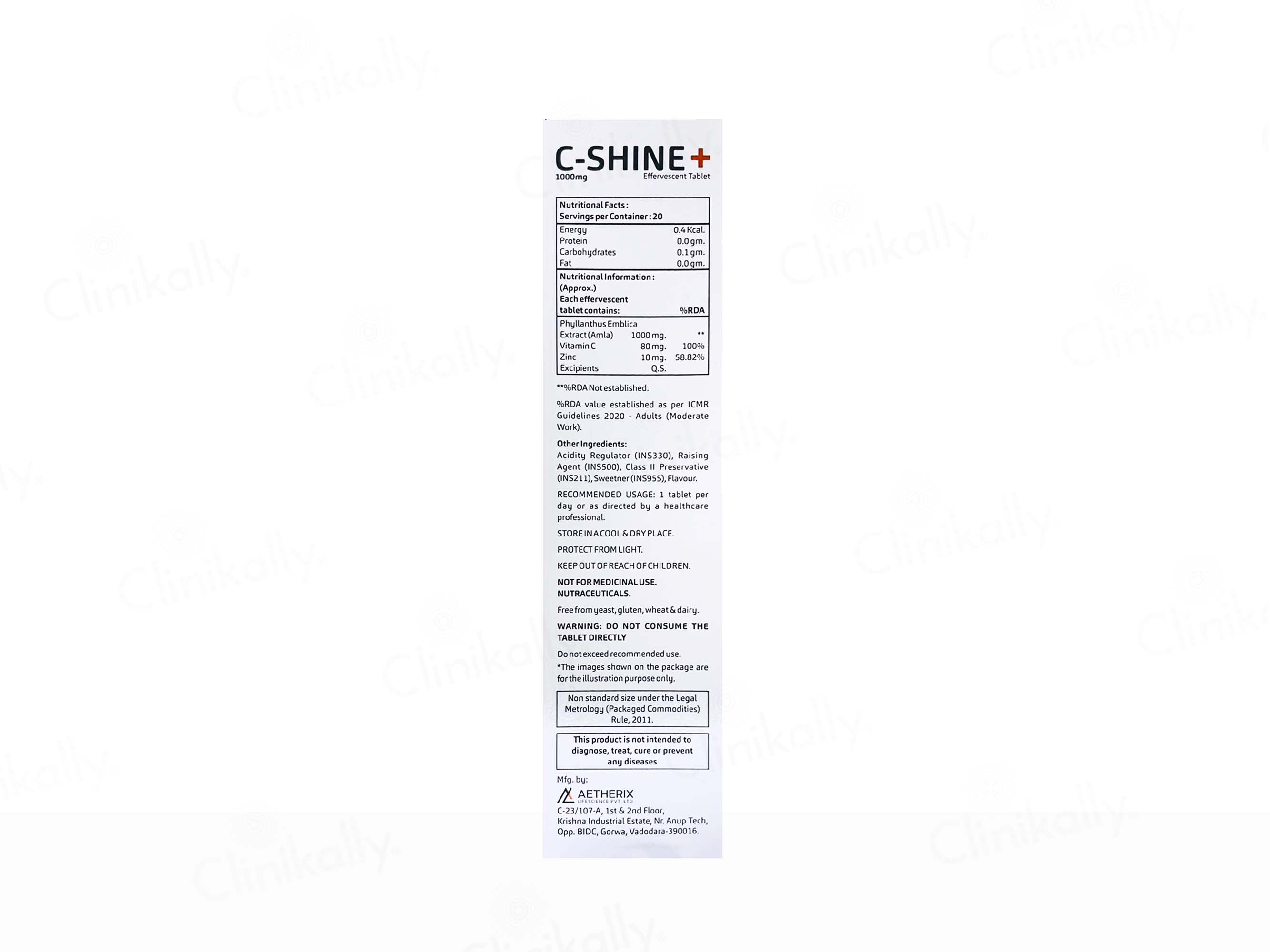 C-Shine+ 1000mg Effervescent Tablet - Orange Flavour