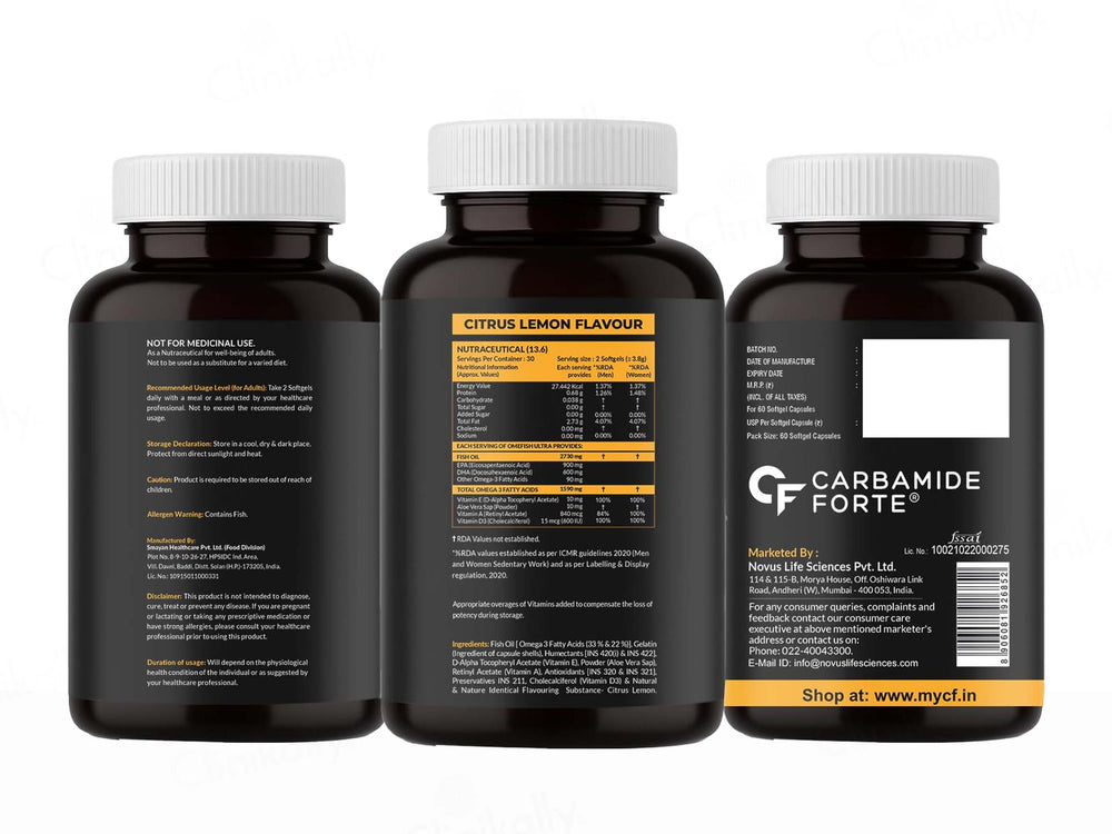 Carbamide Forte 5x Strength Omega-3 Fish Oil Nutraceutical Softgel Capsule