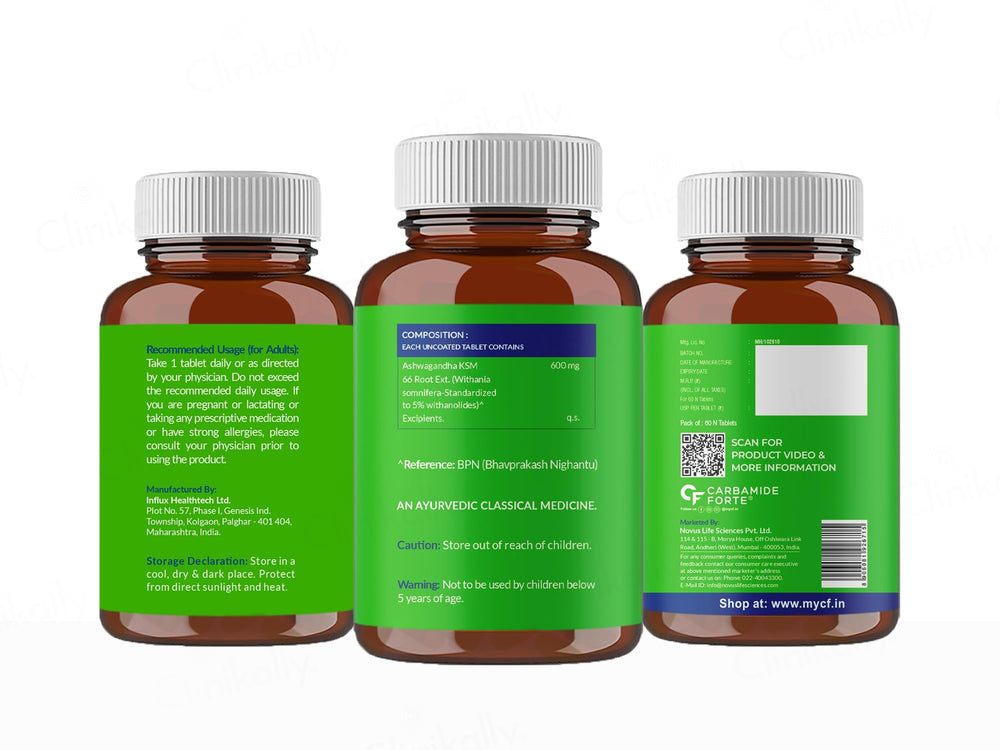 Carbamide Forte Ashwagandha 600mg KSM-66 Health Supplement Tablet