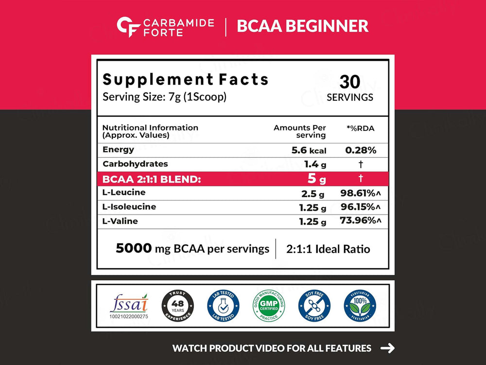 Carbamide Forte BCAA 5000mg Powder - Watermelon Flavour
