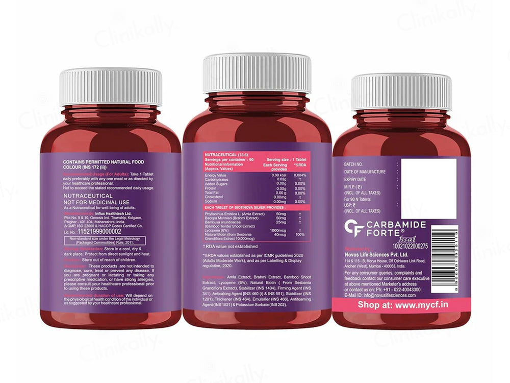 Carbamide Forte Biotin With Amla, Brahmi & Bamboo Extract Nutraceutical Tablet