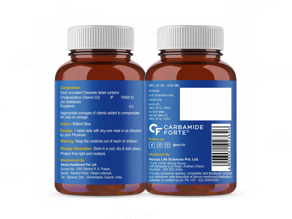 Carbamide Forte Chewable Vitamin D3 10000 IU Tablet