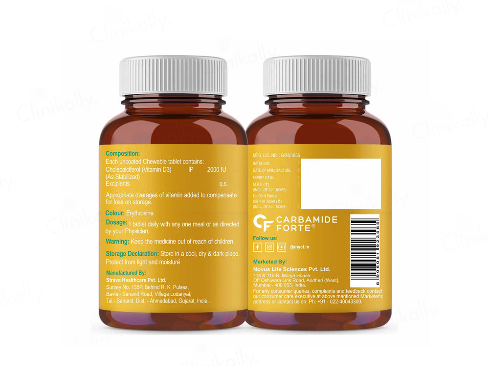 Carbamide Forte Chewable Vitamin D3 2000 IU Tablet