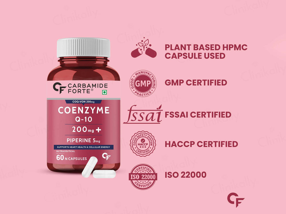Carbamide Forte Coenzyme Q10 200mg + Piperine 5mg Capsule
