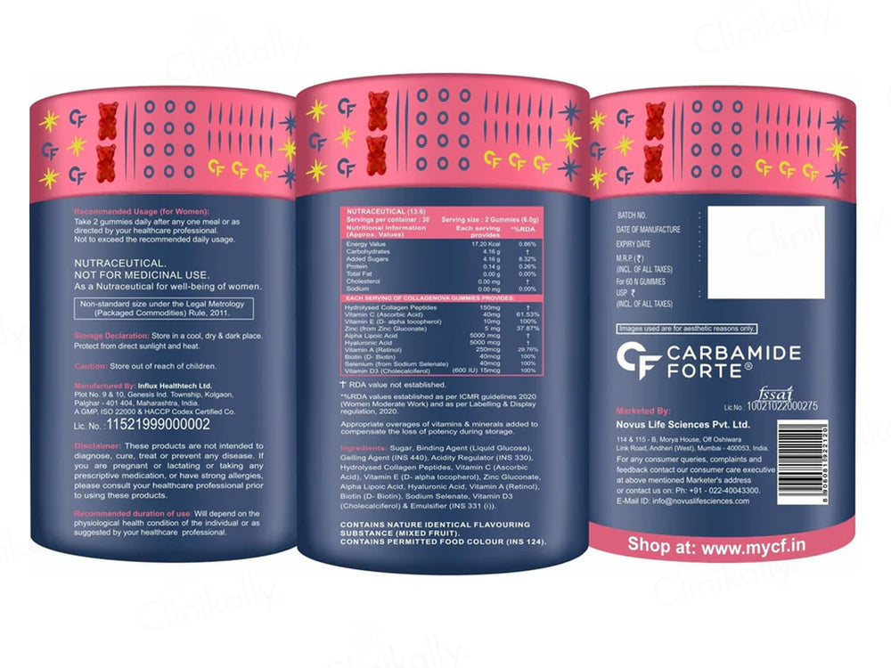 Carbamide Forte Collagen & Biotin Nutraceutical Gummies - Mixed Fruit Flavour