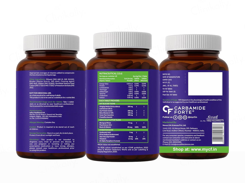 Carbamide Forte DHT Blocker With Biotin & Hyaluronic Acid Tablet For Healthy Hair & Skin