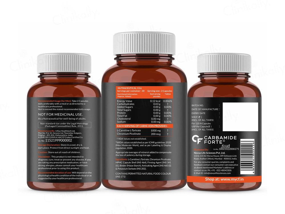 Carbamide Forte L-Carnitine Tartrate 1000mg Capsule