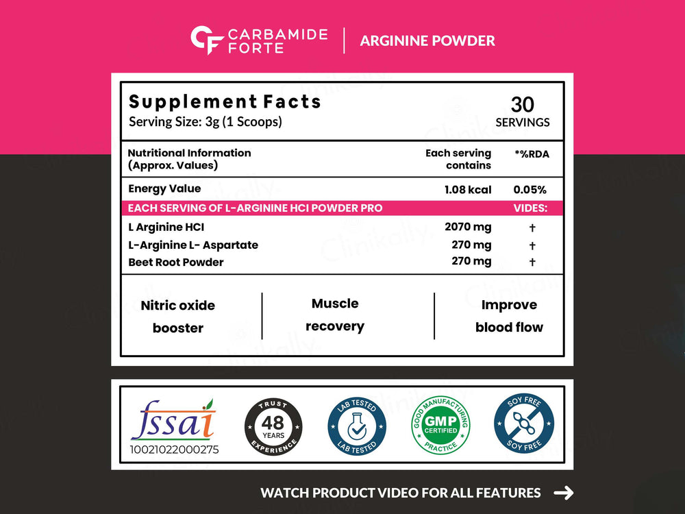 Carbamide Forte L Arginine 3000mg Powder - Masala Watermelon Flavour