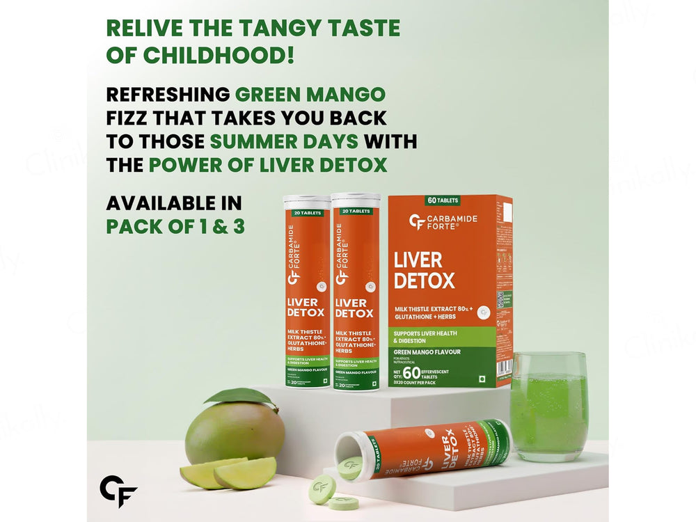 Carbamide Forte Liver Detox Effervescent Tablet - Green Mango Flavour