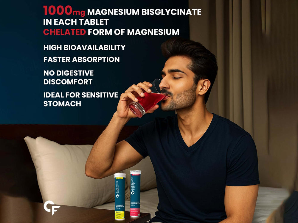 Carbamide Forte Magnesium Bisglycinate Effervescent Tablet Combo Pack - Lemon & Mixed Berry Flavour