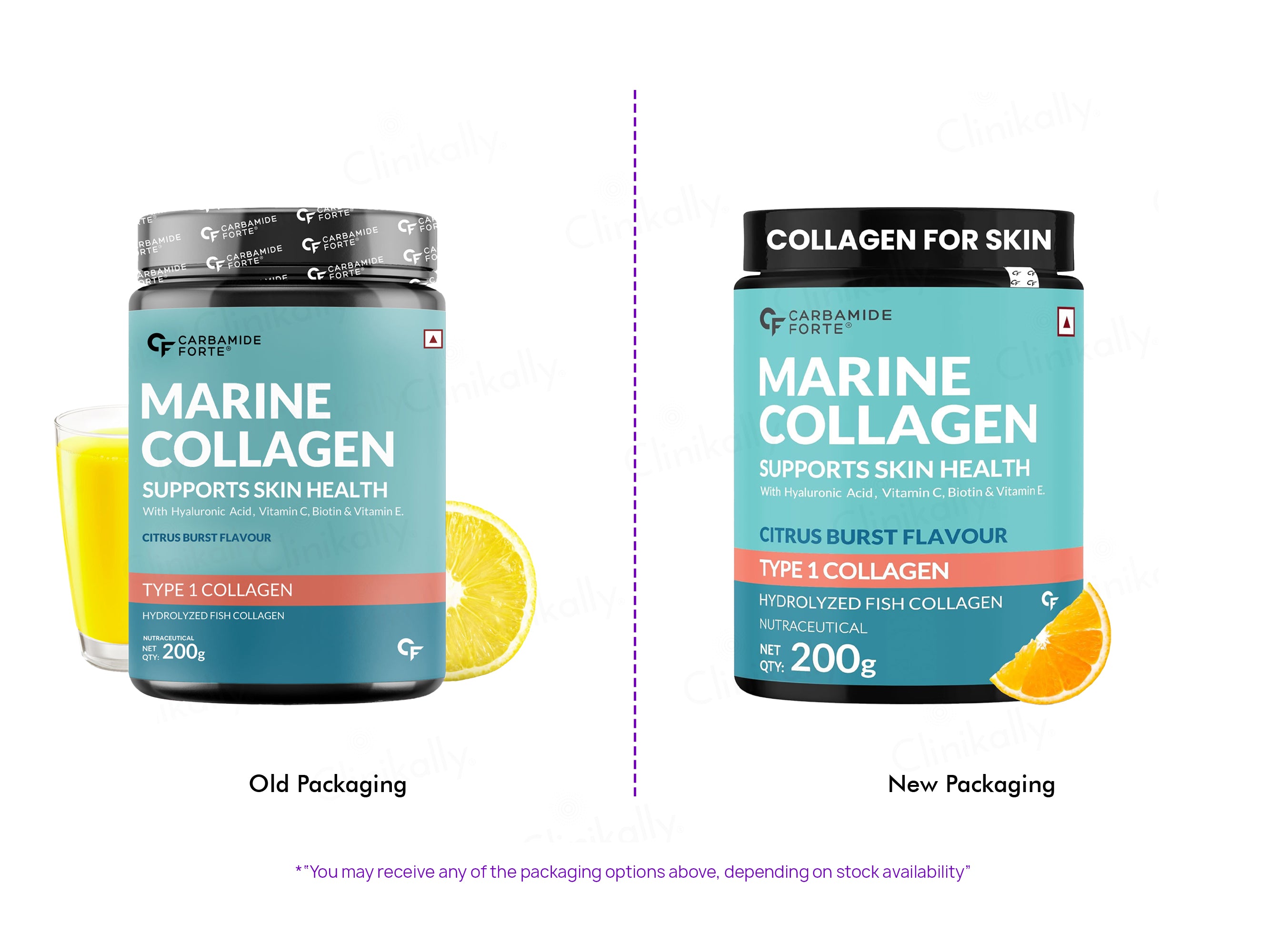 Carbamide Forte Marine Collagen Powder Supplement - Citrus Burst Orange Flavour