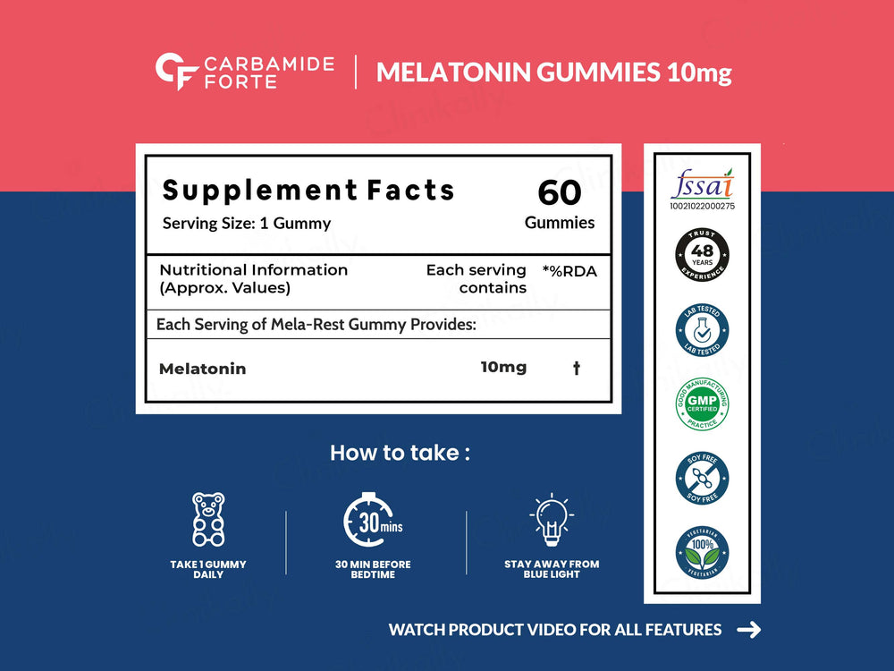 Carbamide Forte Melatonin 10mg Gummies - Raspberry Flavour