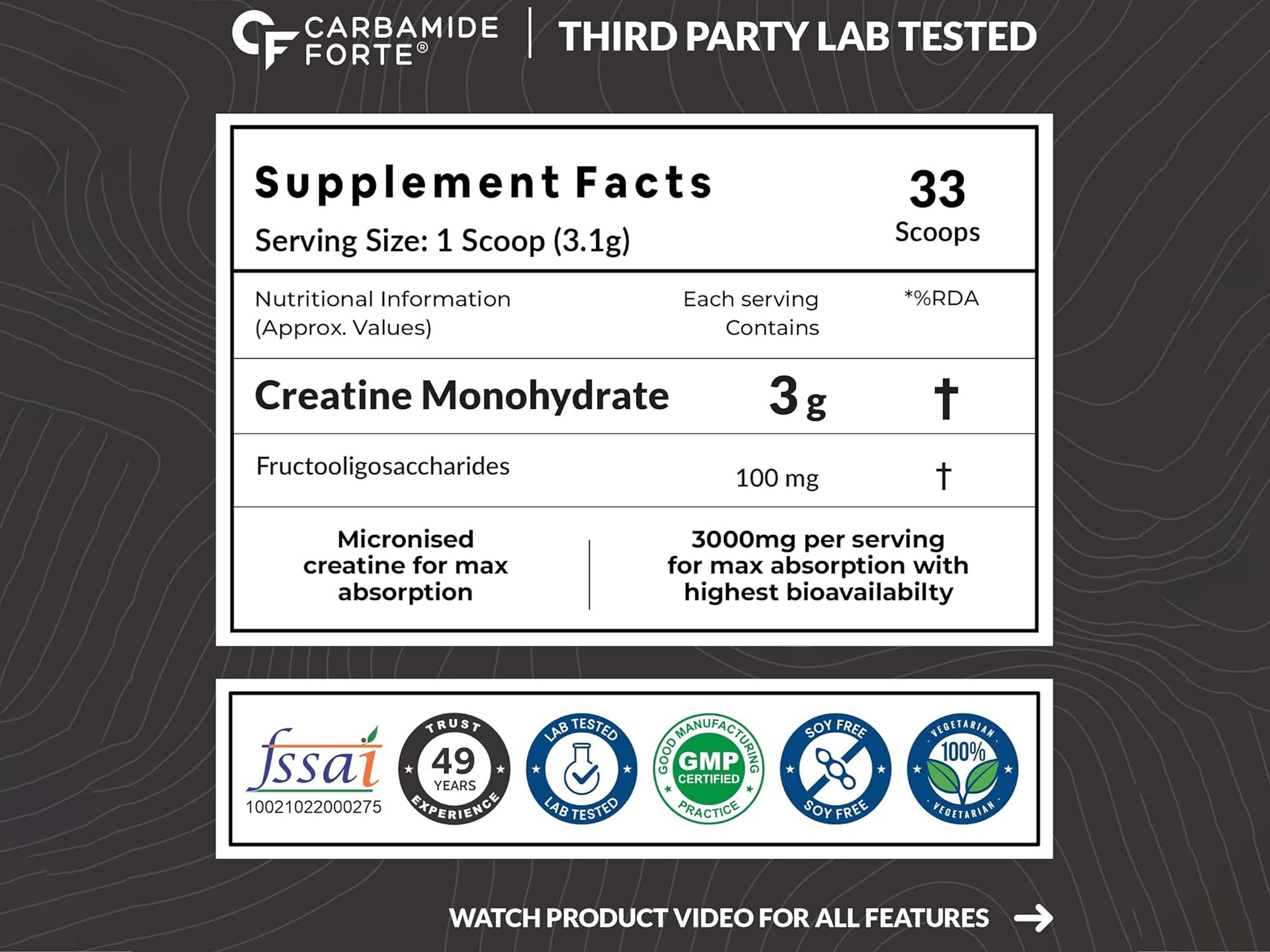 Carbamide Forte Micronised Creatine Monohydrate Powder