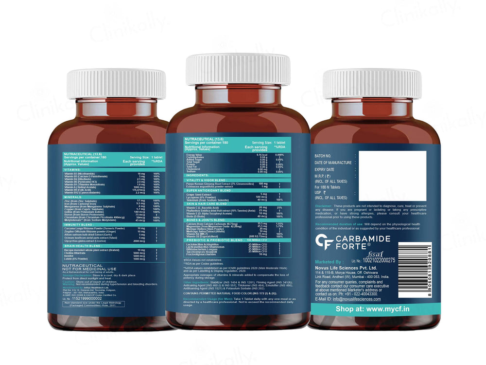 Carbamide Forte Multivitamin With Probiotics & Ginseng Tablet