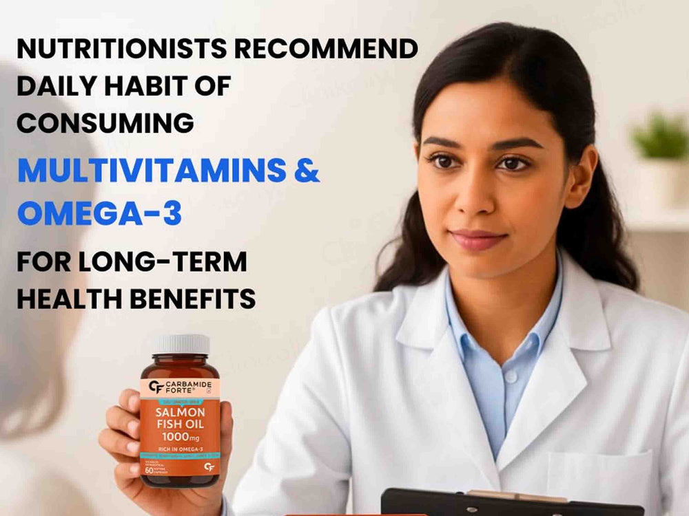 Carbamide Forte Multivitamin With Probiotics & Ginseng + Salmon Fish Oil 1000mg Combo Pack For Men