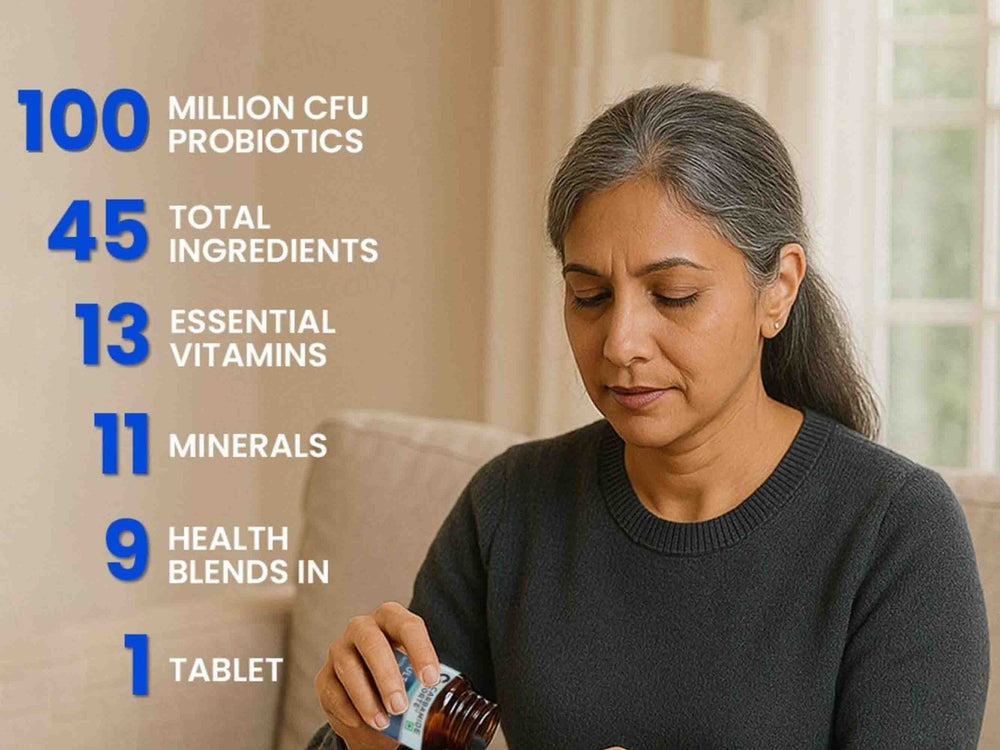 Carbamide Forte Multivitamin With Probiotics & Ginseng + Salmon Fish Oil 1000mg Combo Pack For Men