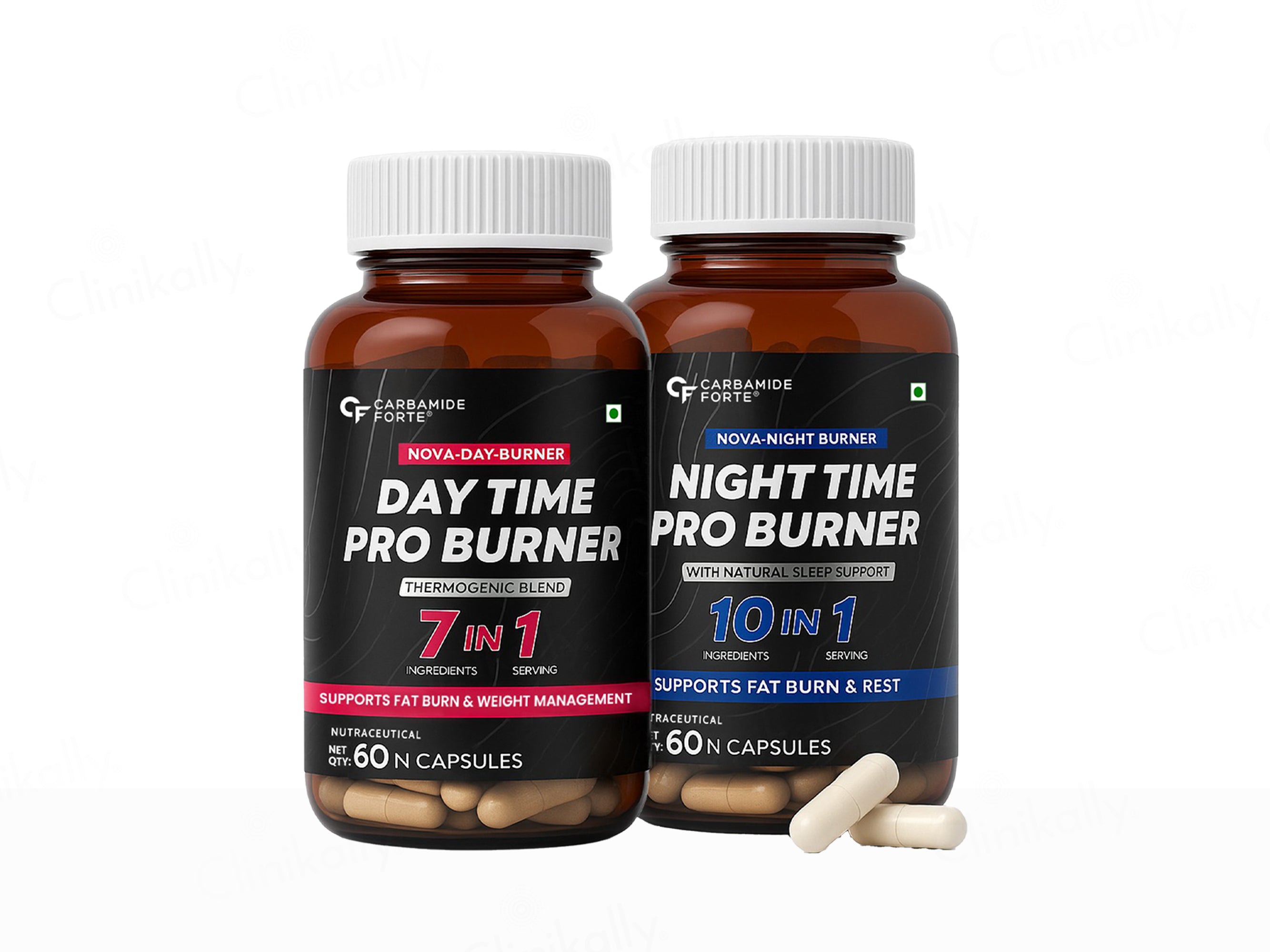 Carbamide Forte Night Time & Day Time Pro Fat Burner Capsule Kit Combo Pack