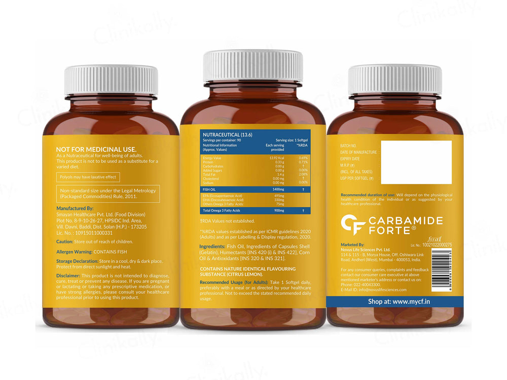 Carbamide Forte Triple Strength Fish Oil 1400mg + Omega-3 Capsule