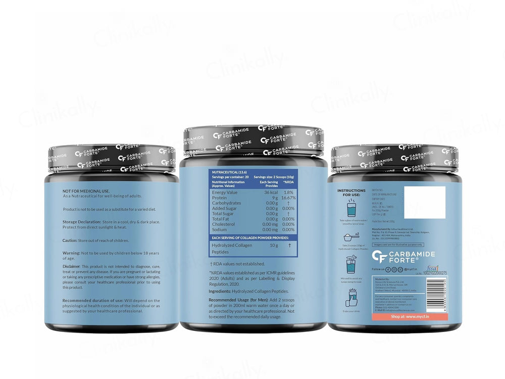 Carbamide Forte Type 1 & 3 Hydrolyzed Collagen Peptides Powder - Unflavoured