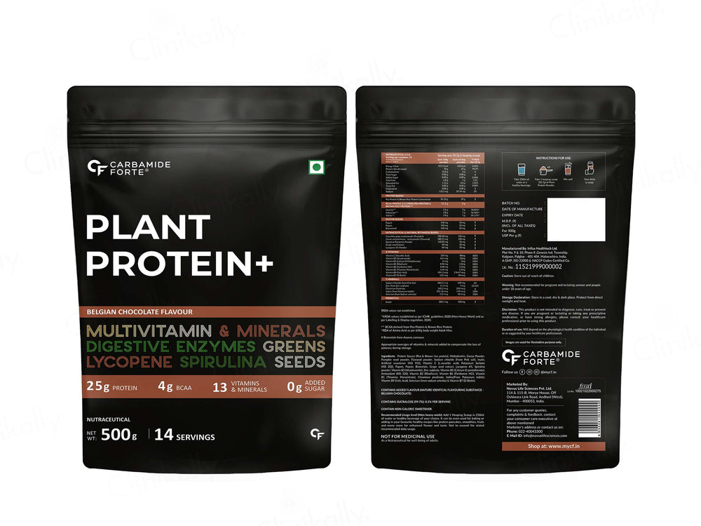 Carbamide Forte Vegan Protein Plus Powder - Belgian Chocolate Flavour