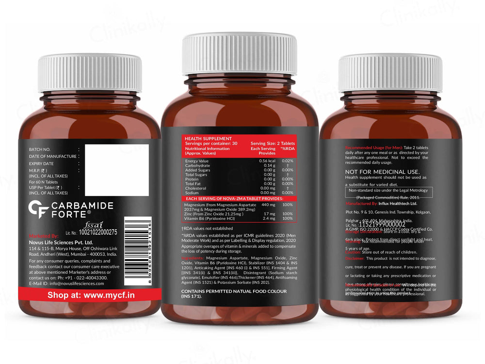 Carbamide Forte ZMA - Zinc, Magnesium Aspartate & Vitamin B6 Tablet
