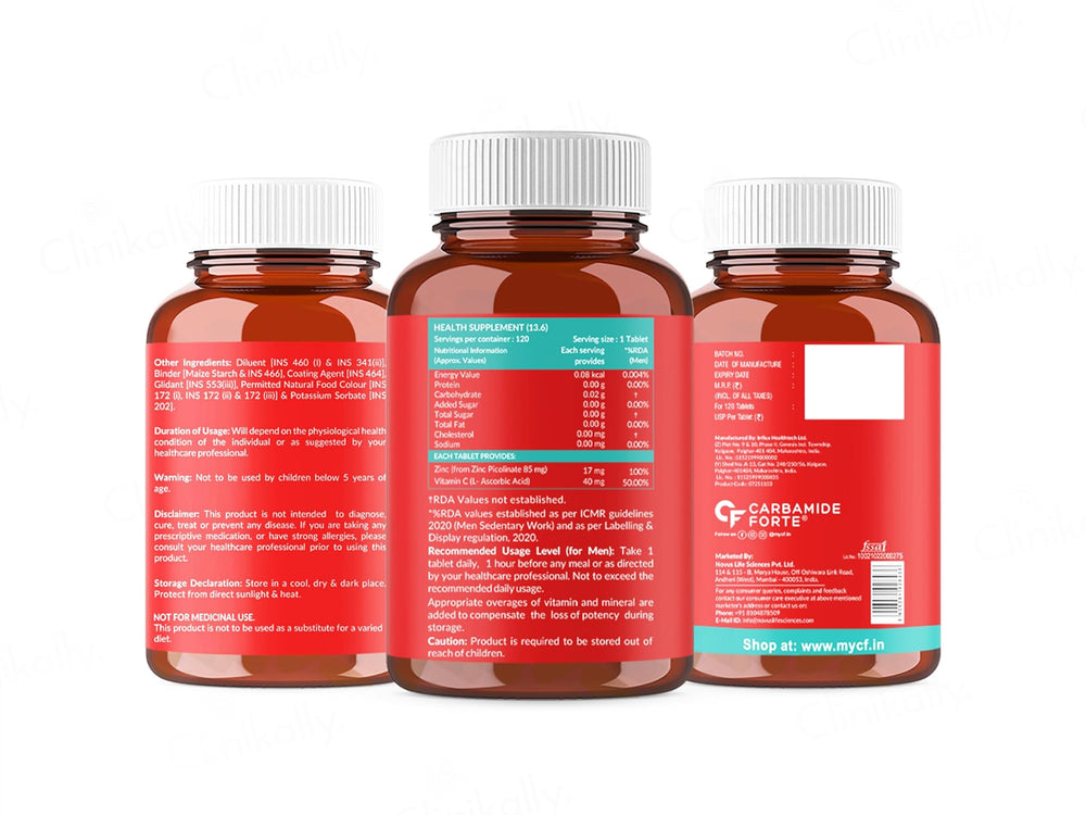 Carbamide Forte Zinc Picolinate 85mg + Vitamin C Tablet