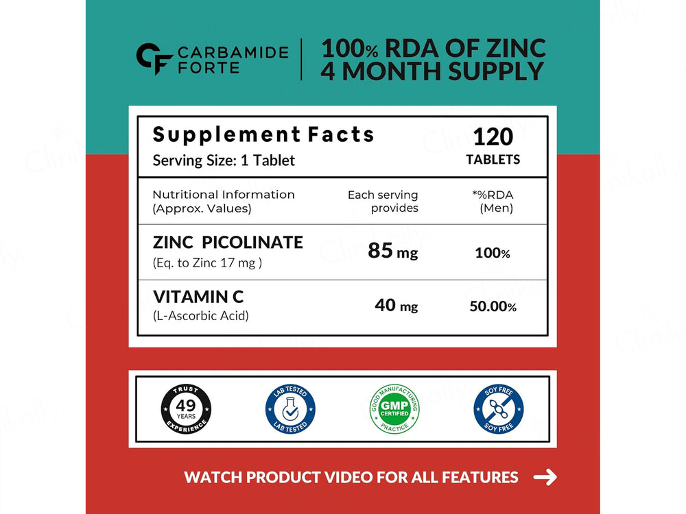 Carbamide Forte Zinc Picolinate 85mg + Vitamin C Tablet