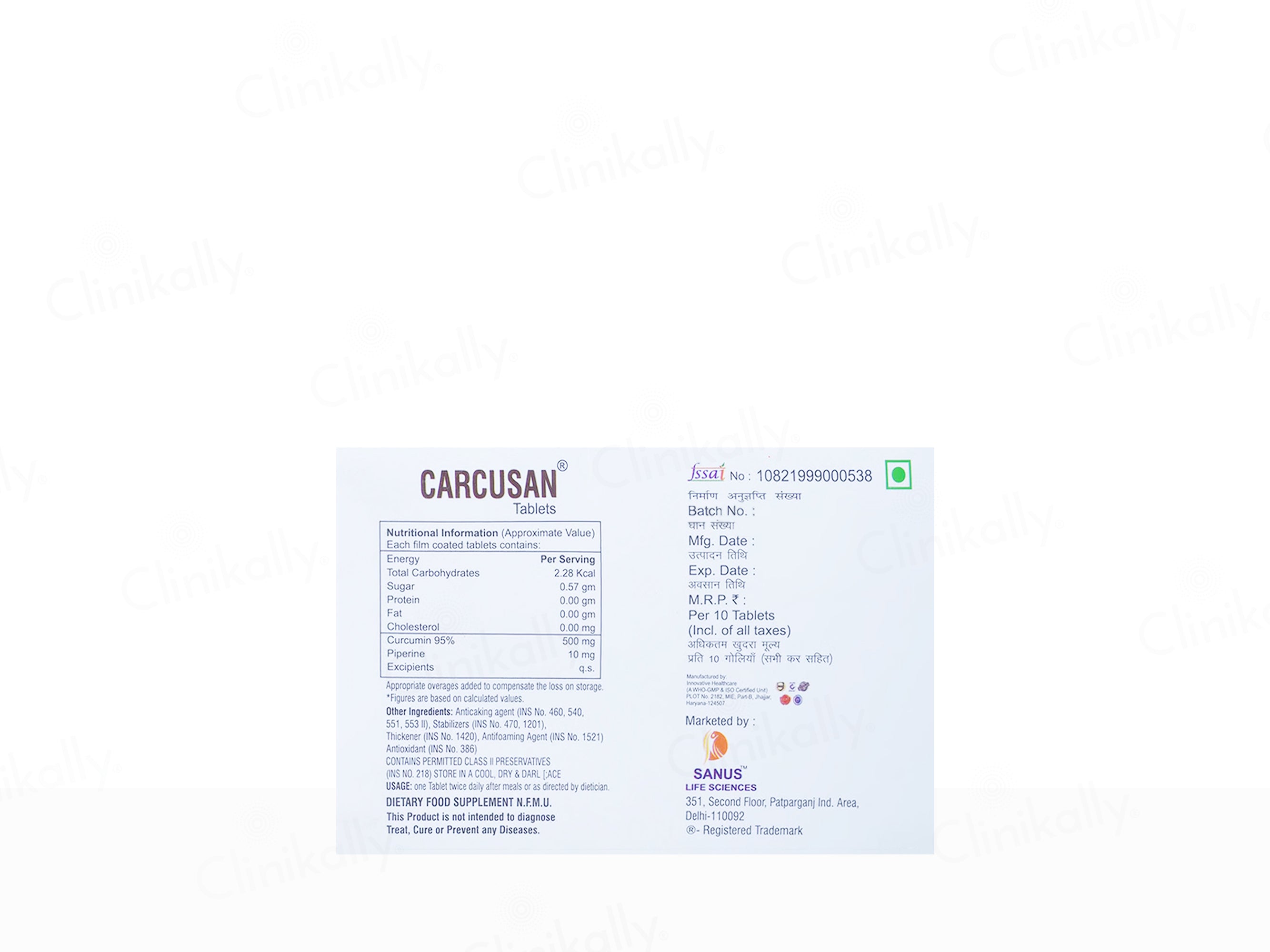 Carcusan Curcumin & Piperine Tablet