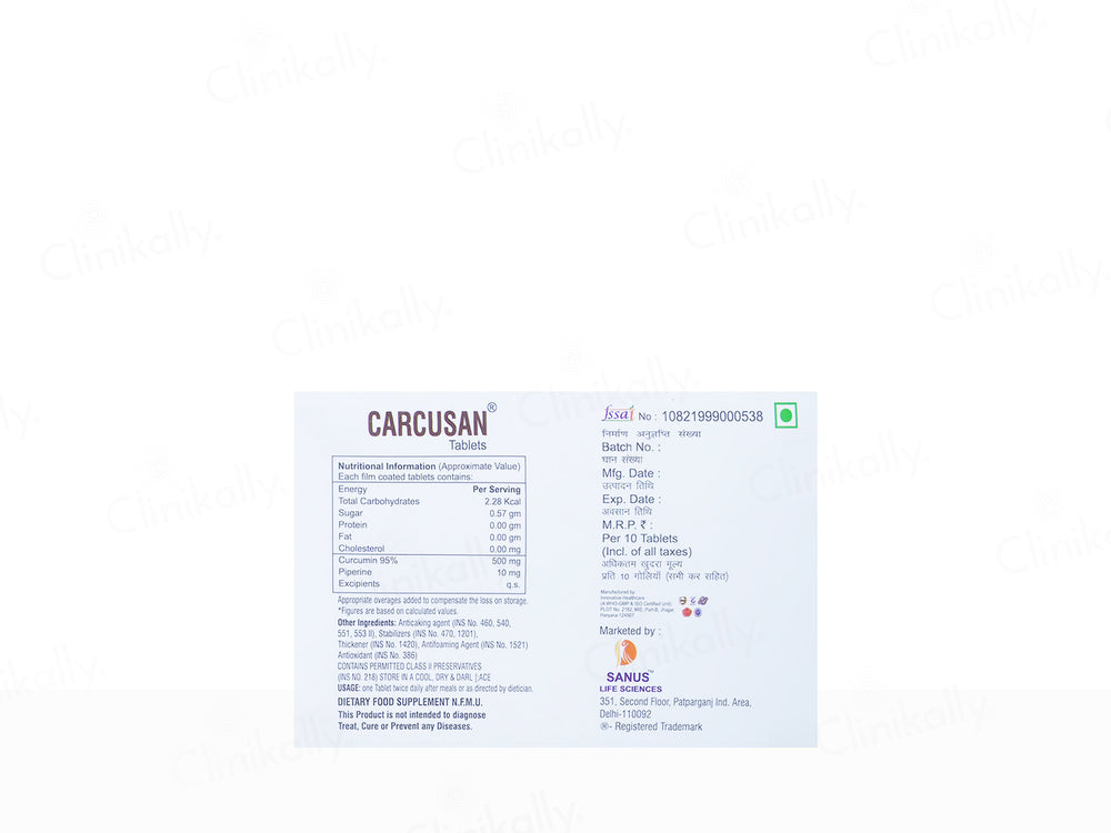 Carcusan Curcumin & Piperine Tablet