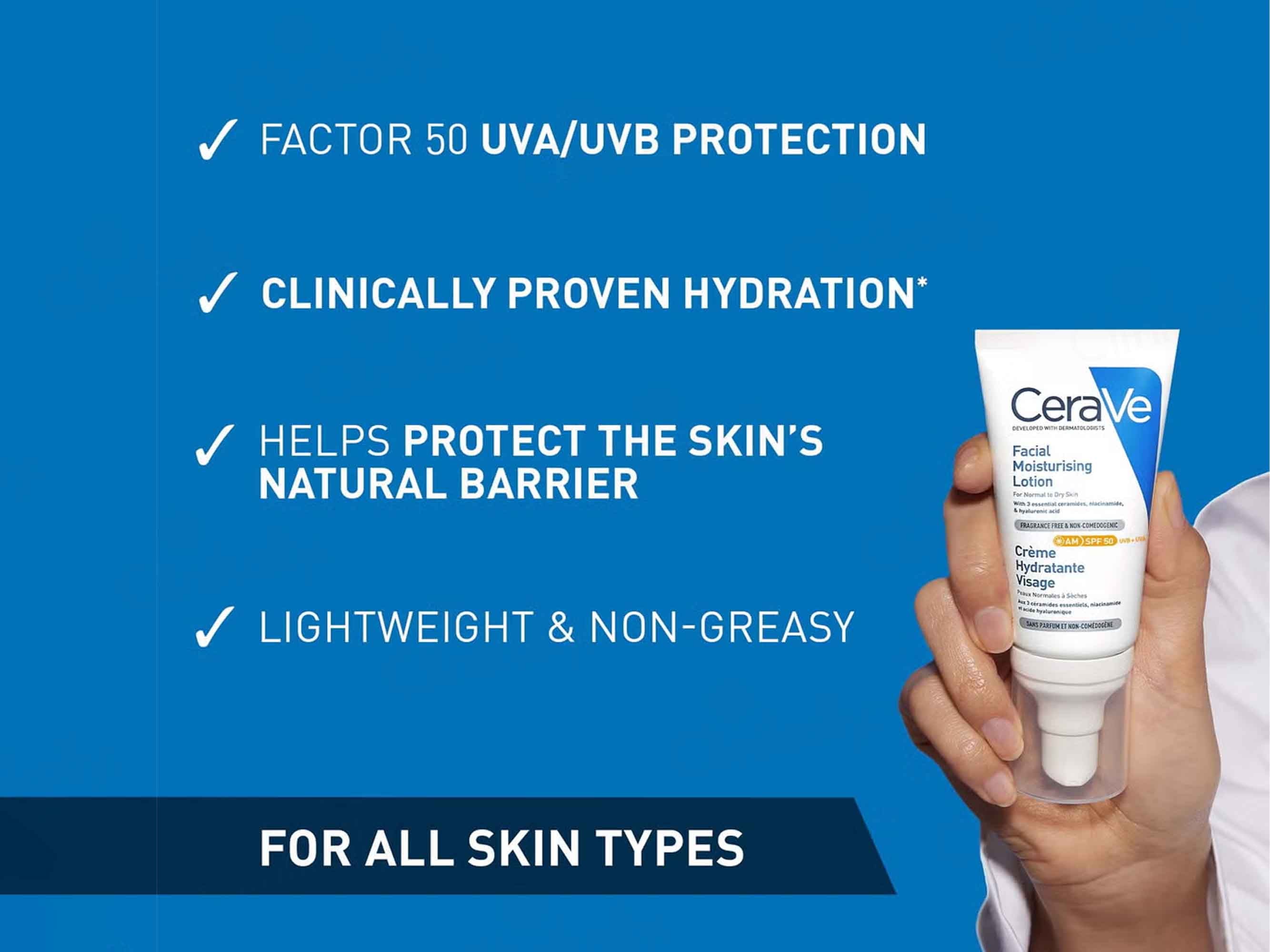 CeraVe AM Facial Moisturising Lotion For Normal to Dry Skin SPF 50