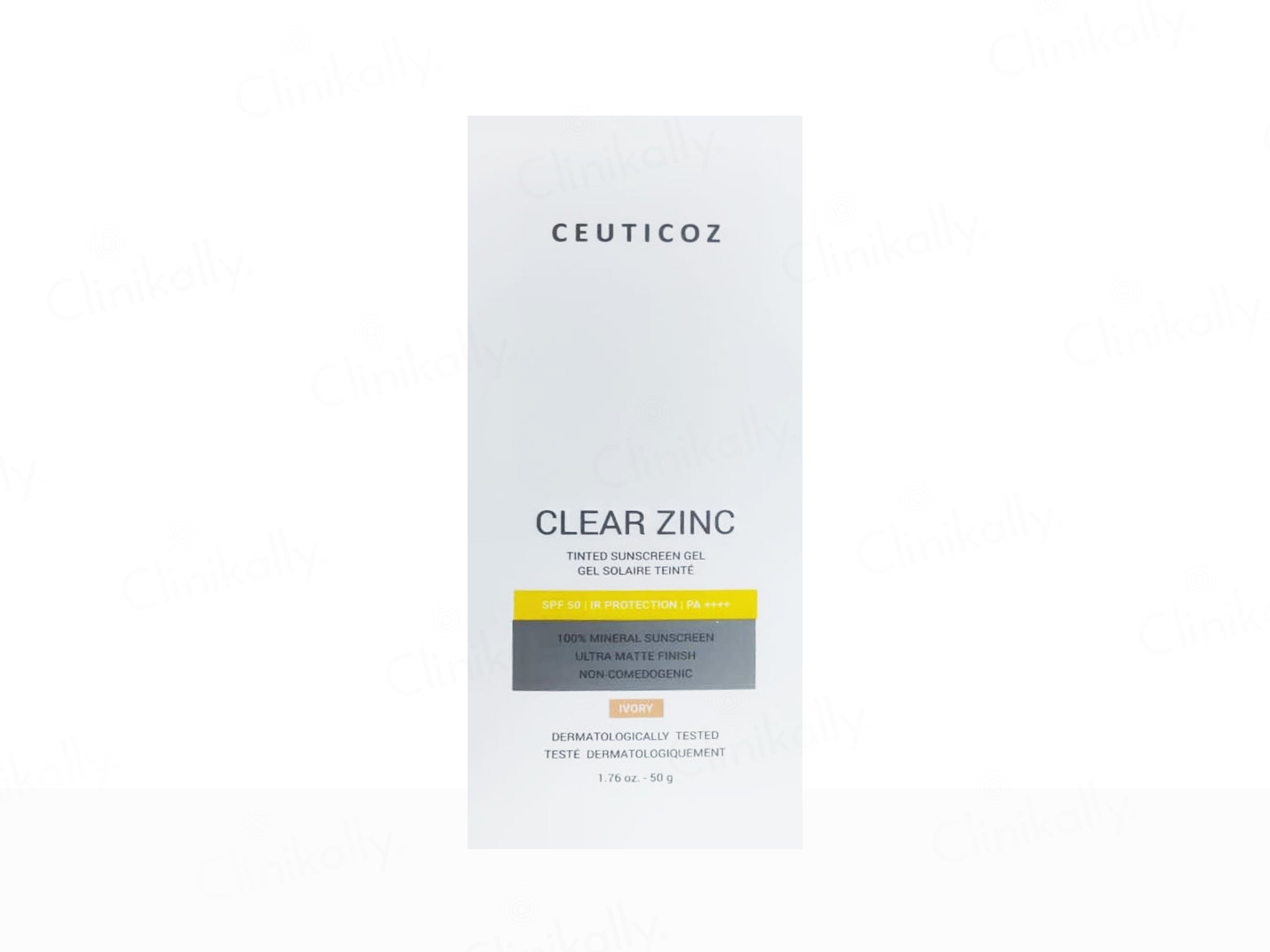 Ceuticoz Clear Zinc Tinted Sunscreen Gel SPF 50 PA++++ (Ivory)