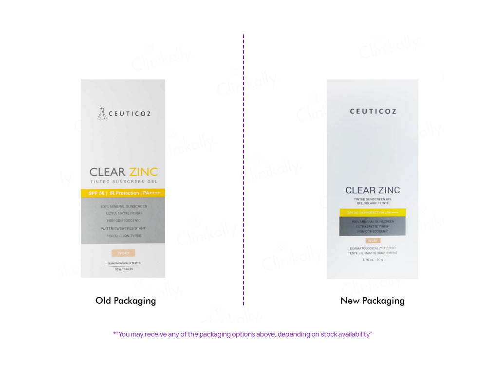 Ceuticoz Clear Zinc Tinted Sunscreen Gel SPF 50 PA++++ (Ivory)