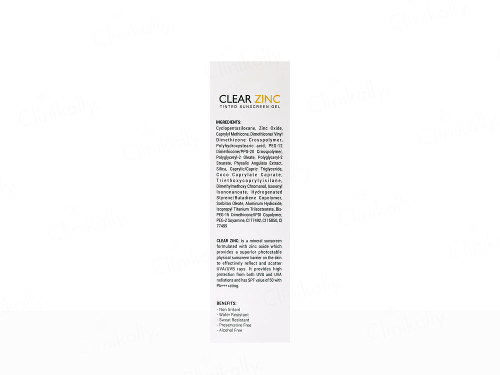 Ceuticoz Clear Zinc Tinted Sunscreen Gel SPF 50 PA++++ (Ivory)