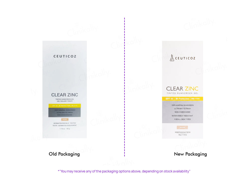 Ceuticoz Clear Zinc Tinted Sunscreen Gel SPF 50 PA++++ (Ivory)