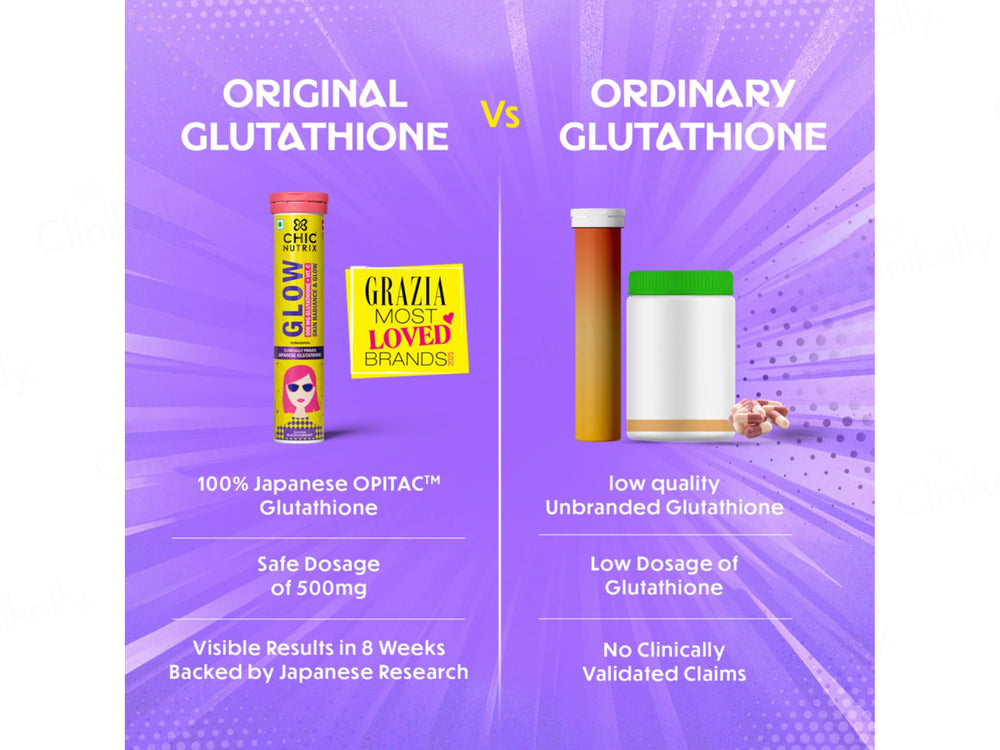 Chic Nutrix Glow 500mg Glutathione + Vit. C Effervescent Tablet