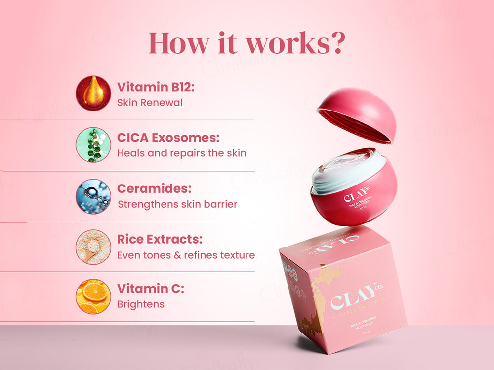 ClayCo Rice & Ceramide Moisturiser With Vitamin B12 & Cica Exosomes