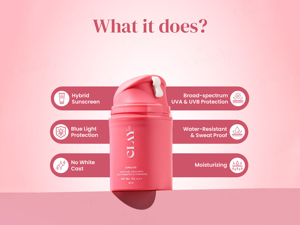 ClayCo Sunglaze Probiotics & Ceramides Water-Gel Sunscreen SPF 50+ PA++++