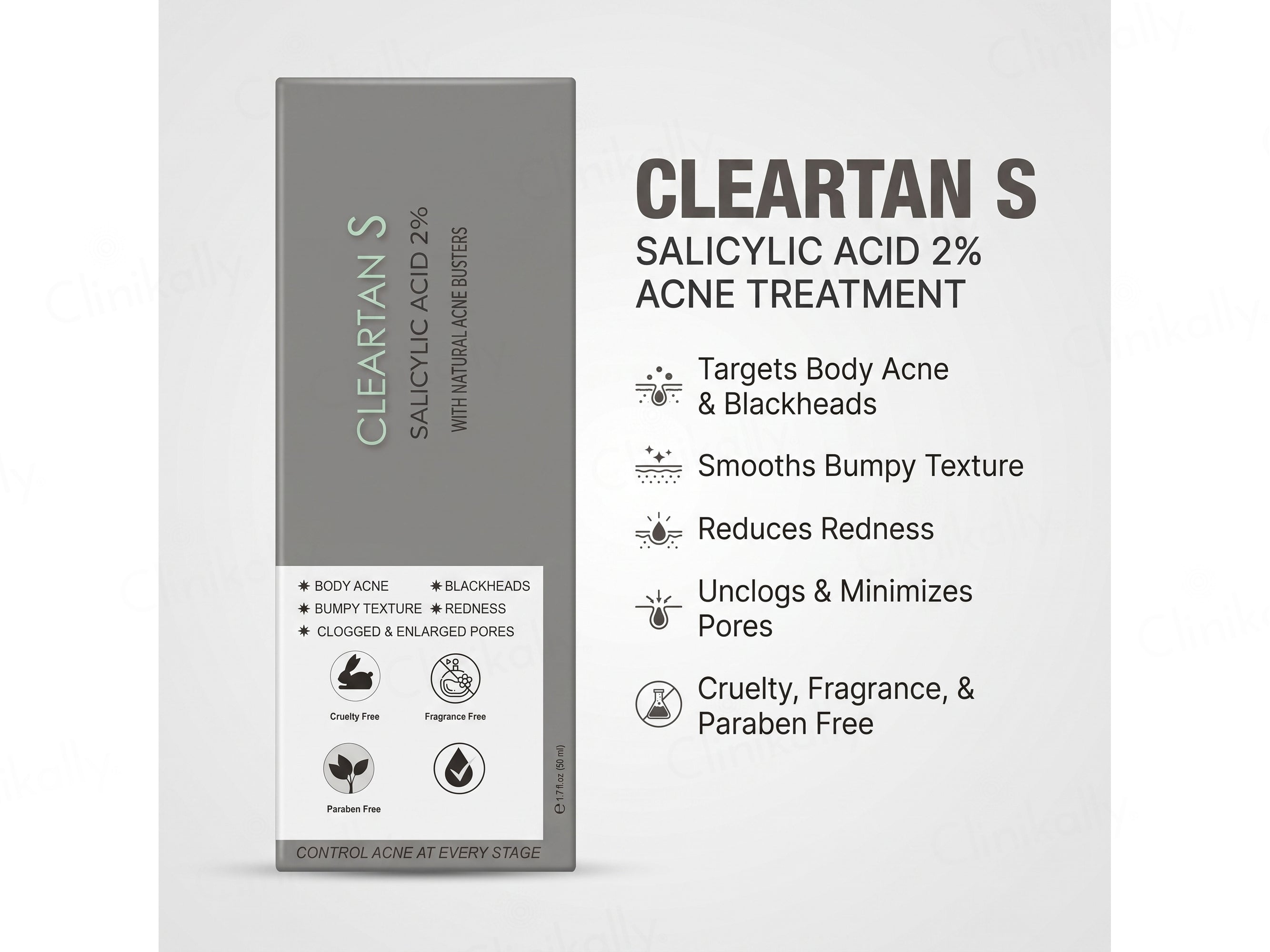 Cleartan S Salicylic Acid 2% Acne Body Spray
