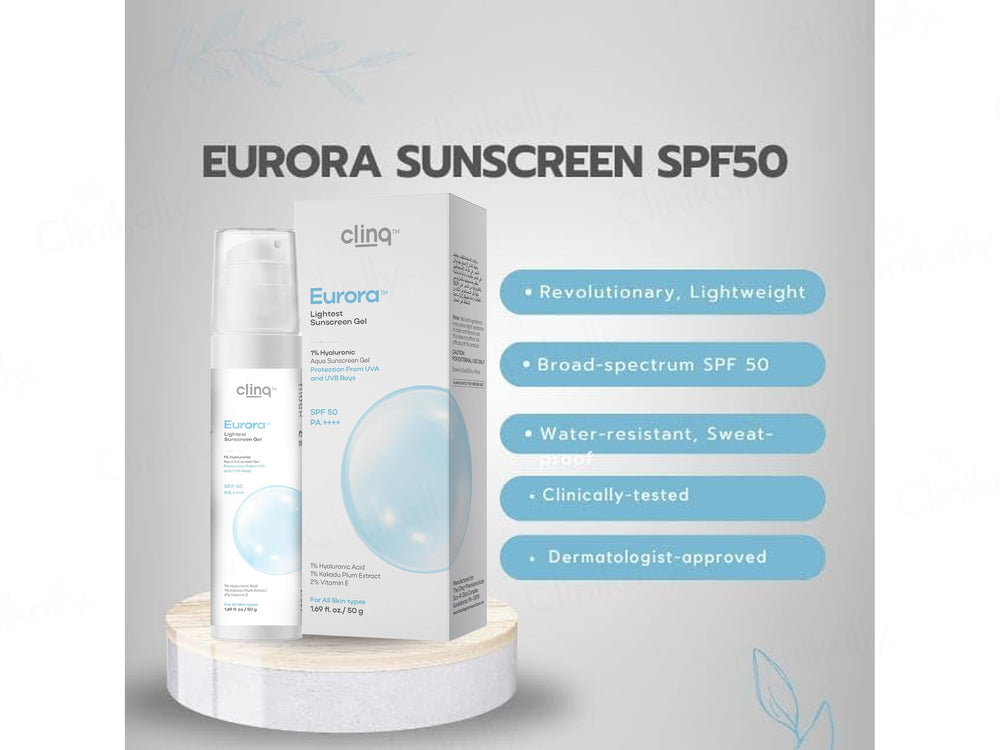 Clinq Eurora The Lightest 1% Hyaluronic Acid Aqua Sunscreen Gel SPF 50 PA++++