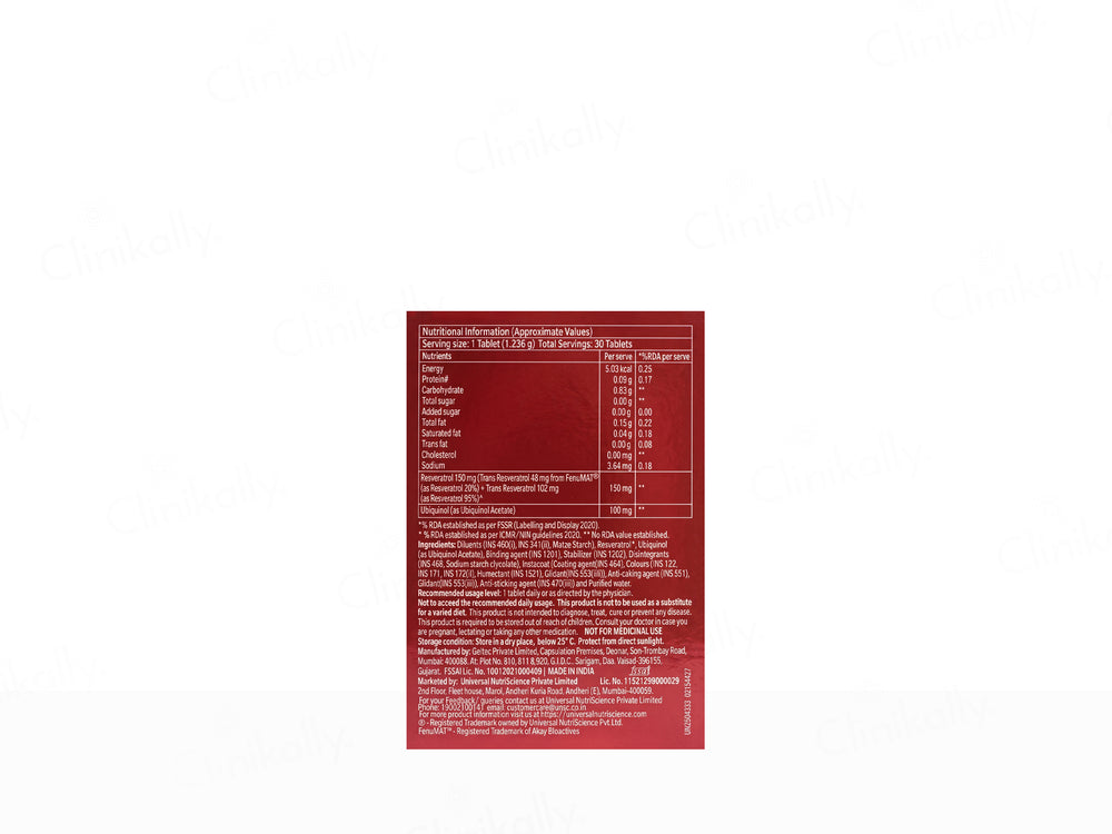 CoQ ART Resveratrol and Ubiquinol Tablet