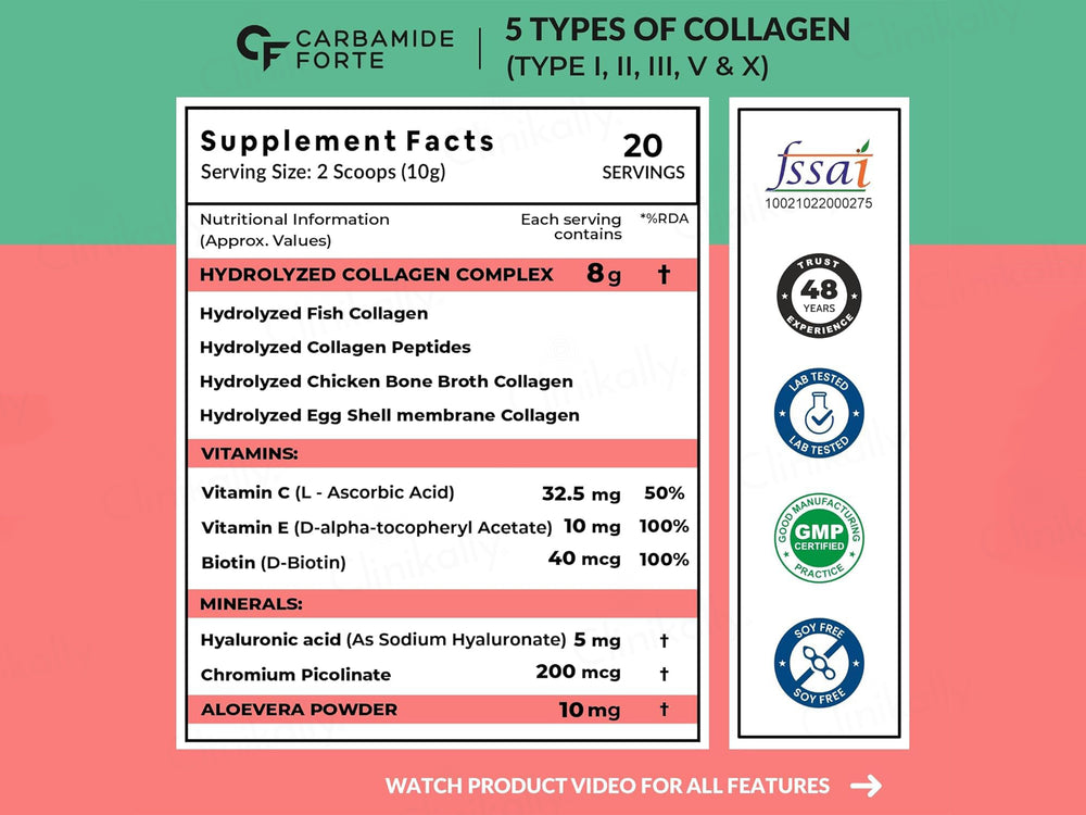Carbamide Forte Multi Collagen Powder For Skin - Watermelon Flavor