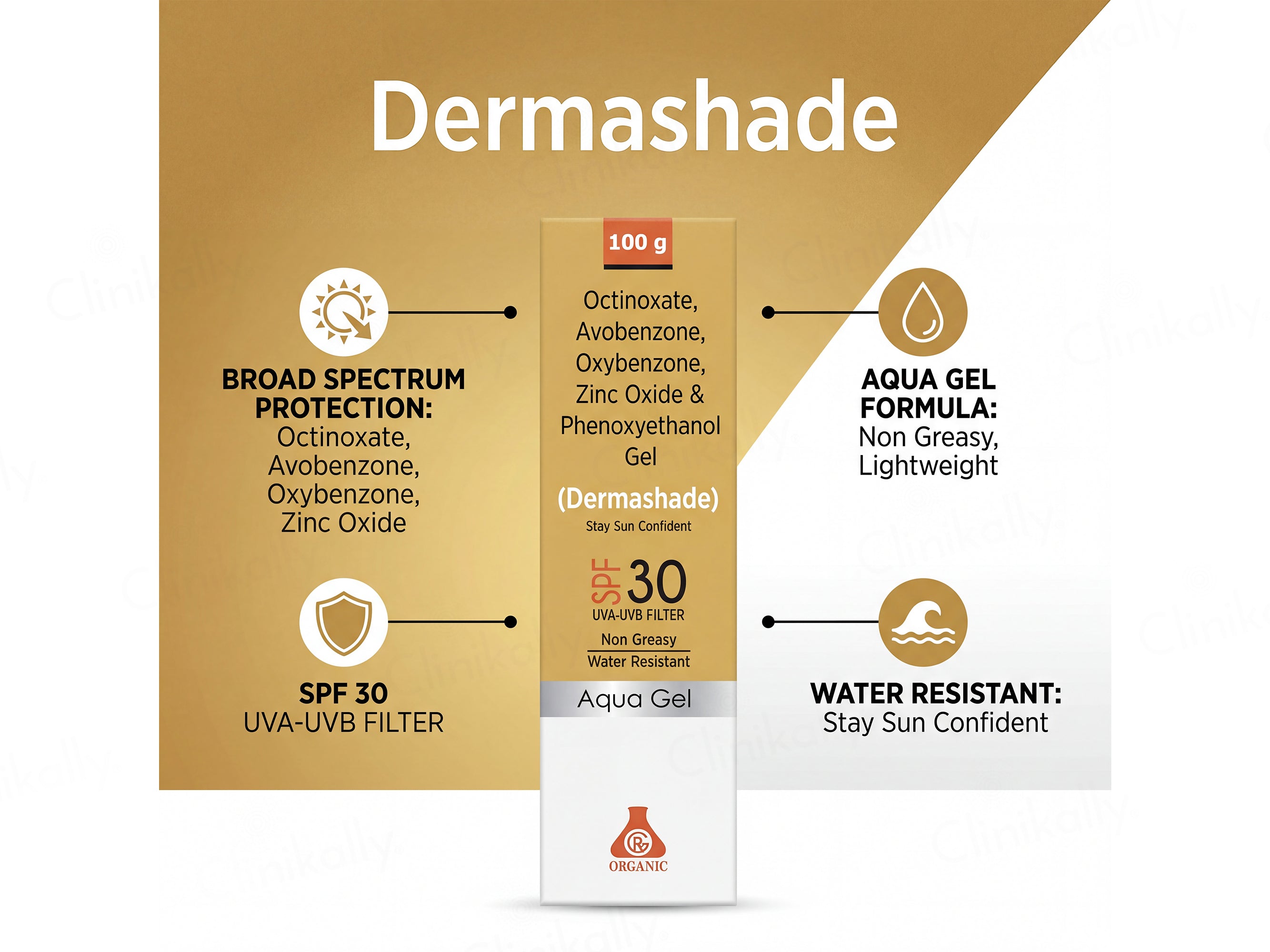 Dermashade Aqua Gel Sunscreen SPF 30 UVA-UVB Filter